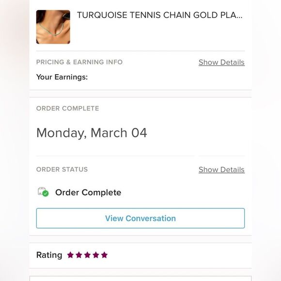 TURQUOISE TENNIS CHAIN NECKLACE - Picture 4 of 4